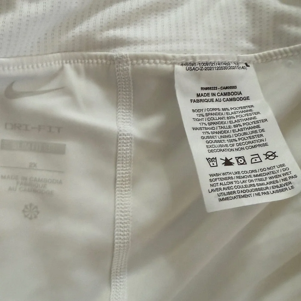 Nike‎ Court Victory Tennis Skirt White Dri-FIT Slim Fit Skort Women's 2X